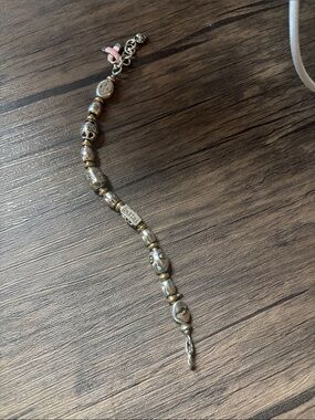 Brighton Two-Tone Beaded Bracelet with Pink Heart Accent